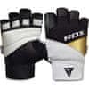 Tréninkové černobílé rukavice GYM GLOVE LEATHER S11 WHITE / BLACK, kůže, velikost XXXL