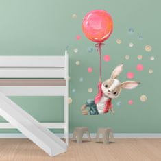 Dětská samolepka na zeď 95x95cm - Létající králíček