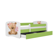 Dětská postel Babydreams medvídek s motýlky zelená, varianta 80x160, bez šuplíků, bez matrace