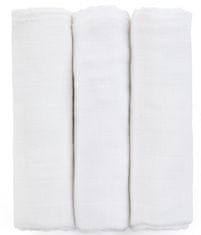 Petite&Mars Sada plenek bambusová mušelínová 3ks Moussy Total White, 68 x 68 cm