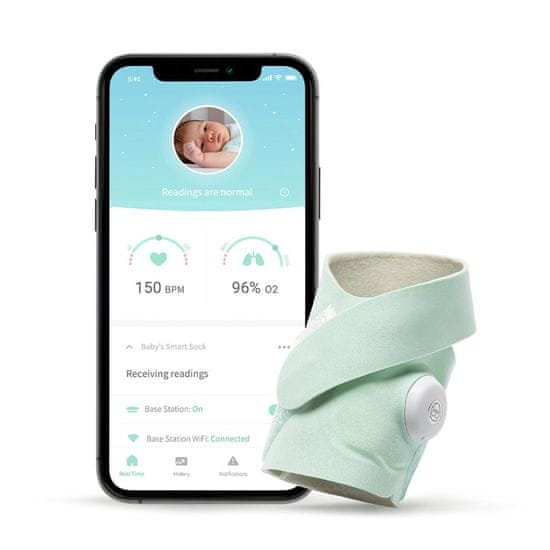 Owlet Ponožka chytrá Smart Sock 3 - světle zelená