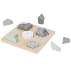 Mamabrum Dřevěné skládačky - Montessori puzzle - Zlomky a geometrické obrazce