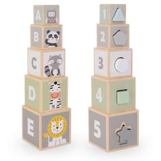 Mamabrum Dřevěná věž - třídička tvarů čísla abeceda zvířata