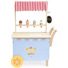 Mamabrum Dřevěný zmrzlinový vozík na kolečkách - mobilní zmrzlinárna