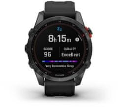 Garmin Fenix 7S Solar Gray / Black Silicone Band