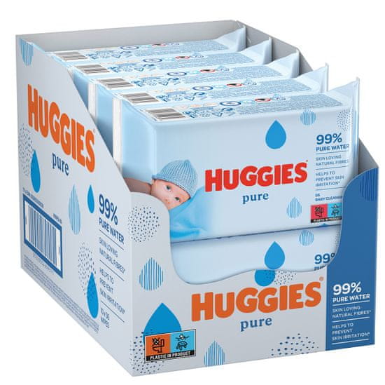 Huggies Vlhčené ubrousky Pure 10x56 ks