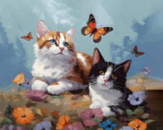 ZUTY Obrazy na stěnu - Motýlí křídla nad kočkami 40x50 cm bez rámu a bez vypnutí plátna