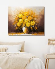 ZUTY Obrazy na stěnu - Žluté květiny s bílým středem 40x50 cm bez rámu a bez vypnutí plátna