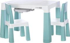 Freeon Plastový stolek s židlemi Neo, bílá/zelená