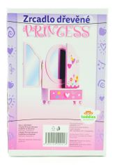 Teddies Zrcadlo šperkovnice Princess 3-dílné zásuvka dřevo 16x25x8 cm v krabici