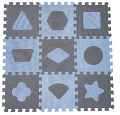 Hrací podložka puzzle Geometrické tvary, blue 90x90 cm