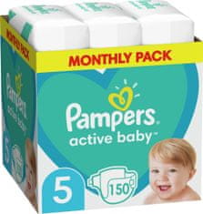 Pampers Pleny Active Baby 5 Junior (11-16 kg) Měsíční balení - 150 ks