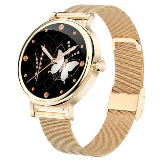 Printwell Chytré hodinky v češtině, PW-105, Bluetooth 5.0, elegantní dámské smart watch s krokoměrem, oxymetrem, měřením tepu, tlaku