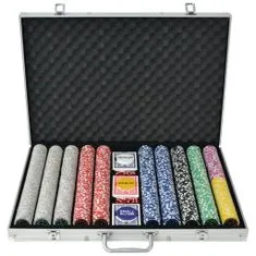 shumee Poker set s 1000 laserovými žetony hliník