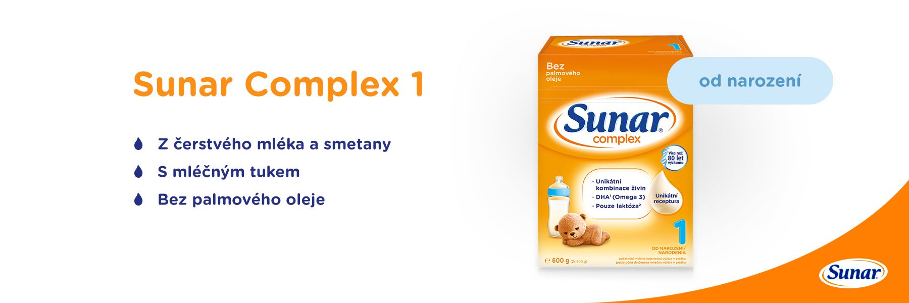 Sunar Complex 1, počáteční kojenecké mléko, 6x600g