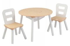 KidKraft Dřevěný set stůl + 2 židle - přírodní, bílá