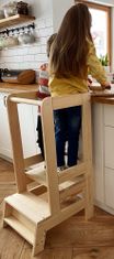 MeowBaby® Montessori učební věž z přírodního dřeva Kuchyňský pomocník pro malá batolata Vyrobeno v EU Transparentní