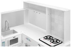 Mamabrum Dřevěná rohová kuchyně XXXL s lednicí, troubou, pračkou, zástěrou a příslušenstvím 