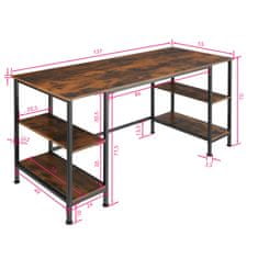 tectake Počítačový stůl Stoke 137x55x75cm - Industrial tmavé dřevo