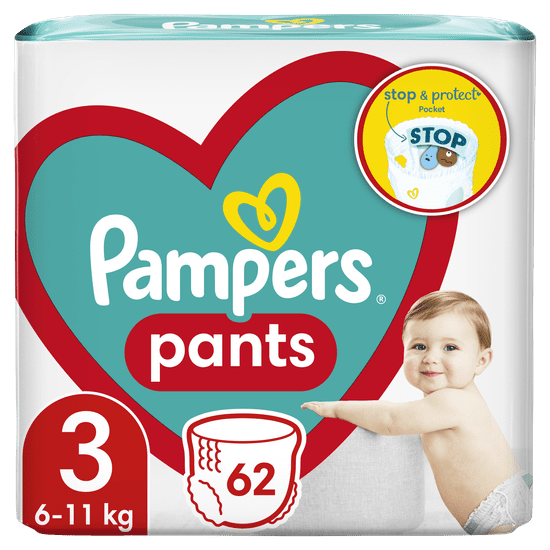 Pampers Plenkové Kalhotky Pants Velikost 3, 62 ks, 6kg-11kg