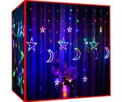 Iso Trade 11328 Světelný závěs hvězdy, měsíc 138 LED multicolor
