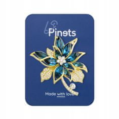 Pinets® Brož Květina pozlacená 14k zlatem s kubickou zirkonií