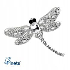 Pinets® Brož bílá vážka s kubickými zirkony