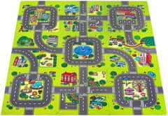 Moby System Vzdělávací rohož pěnové puzzle 90 x 90 x 1 cm s okrajem - EVA pěna - vzor: město silnice ulice