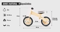 Dřevěné odrážedlo HyperMotion JAMES - nafukovací kola - přírodní