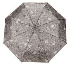 Perletti Dámský skládací vystřelovací deštník Listy, šedá