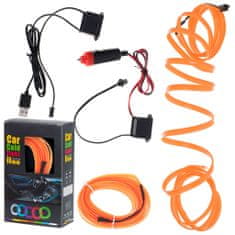 Aga LED ambientní osvětlení do auta / auto USB / 12V páska 5m oranžová