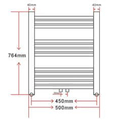 shumee Žebříkový radiátor na ručníky rovný ústřední topení 500 x 764 mm