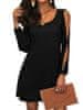 AmoreDuo Módní dámské černé šaty s rozparky na ramenou 2XL/3XL