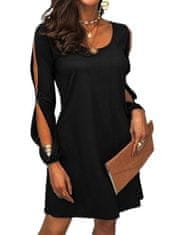 AmoreDuo Módní dámské černé šaty s rozparky na ramenou