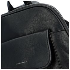 Silvia Rosa Dámský koženkový batoh s kapsou na přední straně Gloria, černá