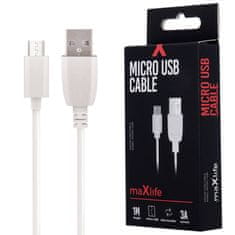 maXlife Datový kabel micro USB 3A, 1m, Maxlife, bílý