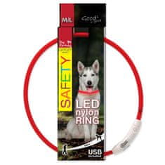 Plaček Obojek DOG FANTASY LED nylonový červený M-L, 1 ks