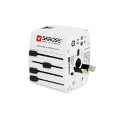 Skross cestovní adaptér MUV USB, 2.5A max., vč. USB nabíjení 2x výstup 2400mA, univerzální pro 150 zemí PA48