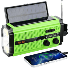 Green Power Nouzové rádio 5000mAh WB, AM/FM/NOAA solární s dynamem, svítilnou a dobíjením mobilu. Ochranný pytlík zdarma