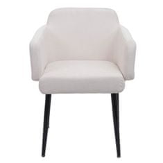 MCW Sada 6 jídelních židlí L13, čalouněná židle kuchyňská židle s područkami, látka/textil kov ~ krémově bílá