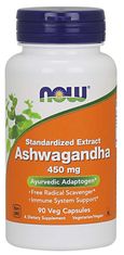 NOW Foods Ashwagandha (Vitánie snodárná) extrakt, 450 mg, 90 rostlinných kapslí