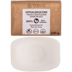 BARWA Cosmetics hypoalergenní tradiční polské šedé mýdlo, neovlivňuje ochrannou vrstvu epidermis, neobsahuje vůně a barviva, 100g