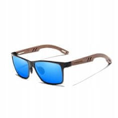 KINGSEVEN Modré dřevěné sluneční brýle W5507 BLUE/WALNUT