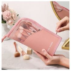 eCarla Organizér na štětce, dámský kosmetický kufřík růžový