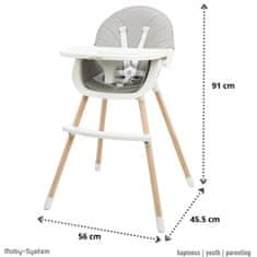 Moby System Moby-System dřevěná židlička Amelia, židlička 3v1 pro děti od 6 měsíců do 6 let