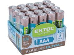 Extol Energy Baterie alkalické, 20ks, 1,5V AAA (LR03)