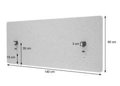 MCW Akustická přepážka G75, kancelářská zástěna na stůl, dvoustěnná tkanina/textil ~ 60x140cm šedá