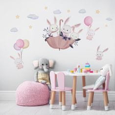 Funlife Dětské nálepky na zeď roztomilí králíci 41 x 36 cm