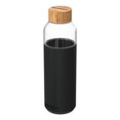 QUOKKA FLOW Skleněná láhev se silikonovým povrchem BLACK, 660ml, 40007
