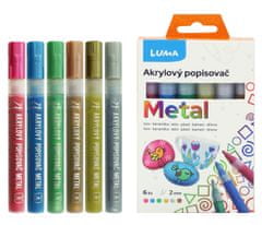 LUMA trading Akrylový popisovač sada metalických barev (6x5g)